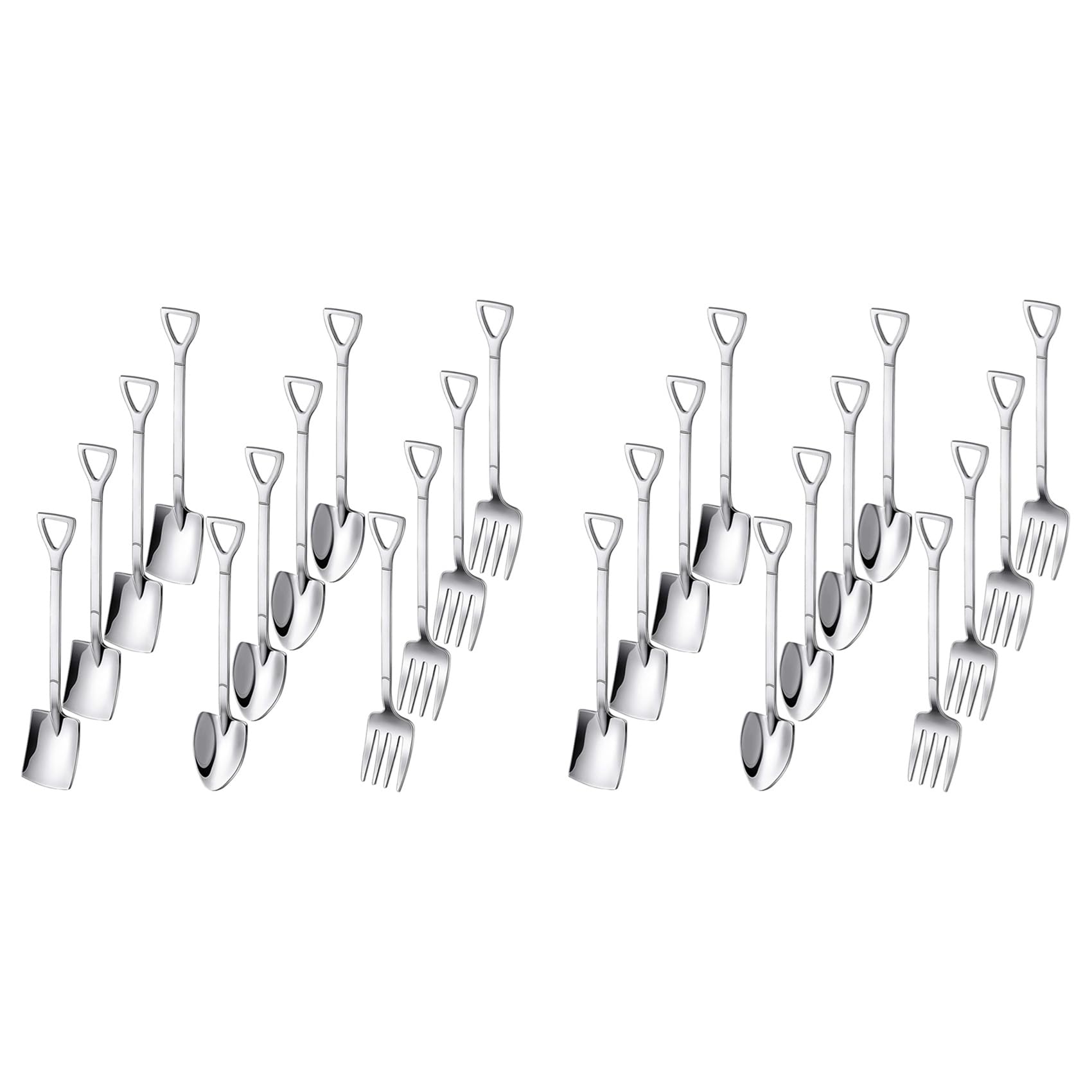 Hndhbfgrt 24PCS Dessert Spoons and Forks Set, Shovel Shape Ice Cream Spoons, Mini Shovel Spoons for Coffee Yogurt Cake Fruit
