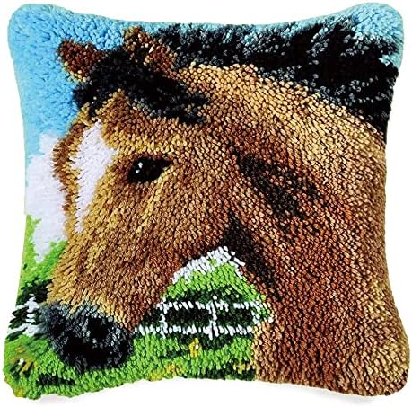 Myriad Choices Latch Hook Kits Pillowcase Embroidery Kit Cushion Cover for Adults and Beginners, Cat Sleeping, 43 X 43 cm (BZ-268)