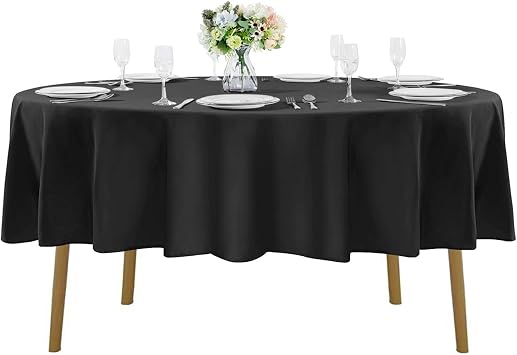 Cupuamon 108 inch Round Tablecloth Washable Polyester Table Cloth Decorative Table Cover for Wedding Party Dining Banquet12 Pack 108 inch,Black