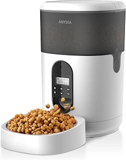 Anysea Automatic Cat Food Dispenser: 4L Automatic Dog Feeder with LCD Display, Meal/Portion Control Auto Pet Feeder with Freshness Preservation Voice Recorder for Cats and Small Medium Dogs