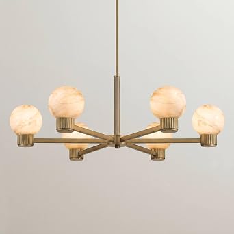 Possini Euro Design Possini Euro Jupiter 36" W Brass and Glass 6-Light Chandelier