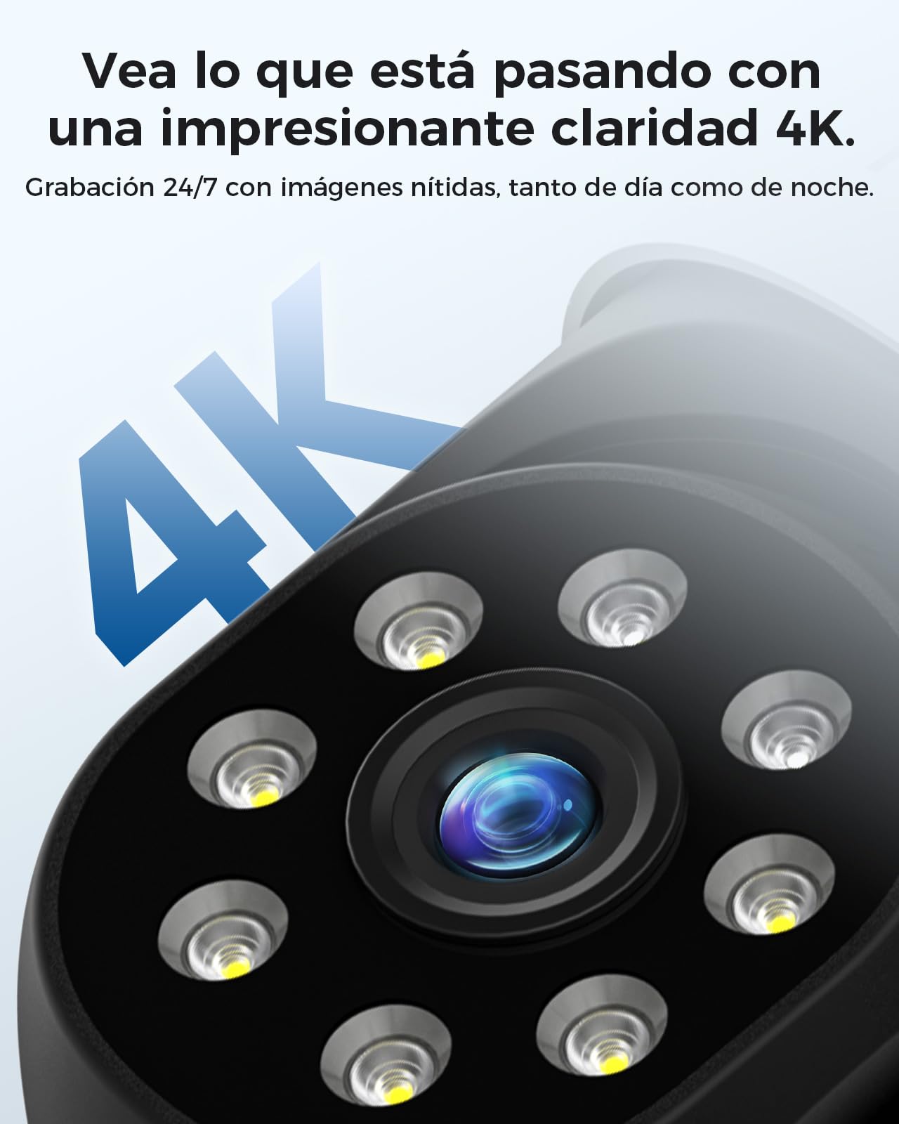 Hiseeu 4K 8MP Cámara de Seguridad Exterior, PTZ WiFi Seguimiento Automático, Visión Nocturna a Color, Zoom Digital, Vigilancia 360°