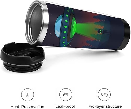 Miniatura 3 de Alien UFO at Night - Taza de café de viaje de acero inoxidable, vaso de doble pared con tapa, regalo para hombres y mujeres, 13 onzas