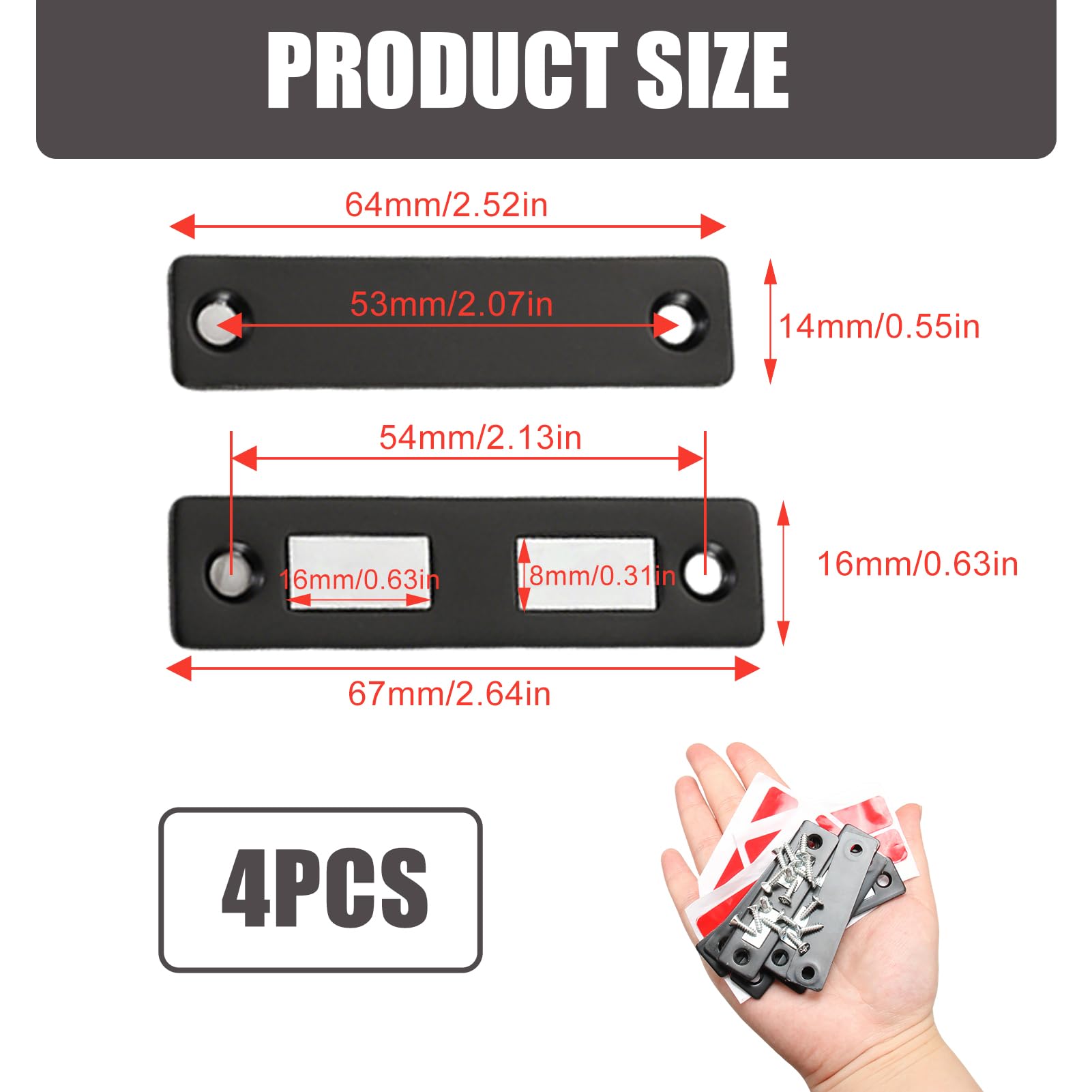 4 Pack Cabinet Door Magnets, Magnetic Door Catch Ultra-Thin Design for Furniture Wardrobe, and Cupboard Doors - Image 2