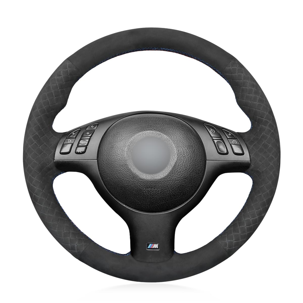 MEWANT Embossed Alcantara Car Steering Wheel Cover for BMW 3 Series E46 E46/5 2004-2005/5 Series E39 2002-2003 / M3 2001-2006 / M5 2000-2003