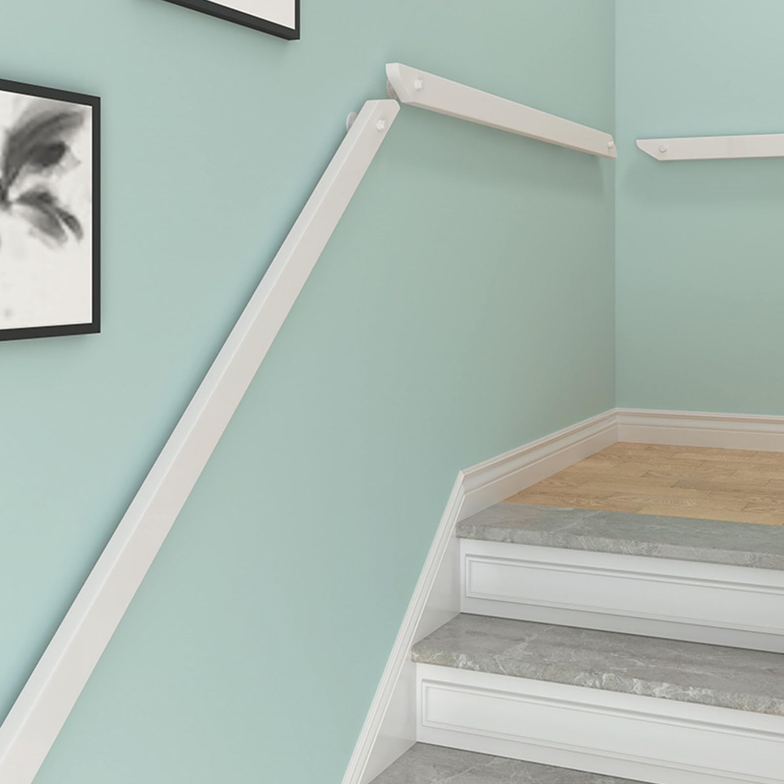 Holzhandlauf Komplettset Treppengeländerhandlauf Handläufe für Treppen Handlauf Wandmontage Treppenhandlauf Rutschfester Treppenhandlauf (160cm) ()