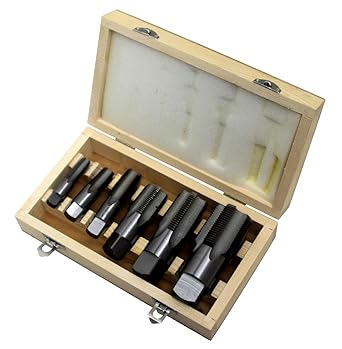 Drill America - DWTHS1/8-1SET 6 Piece NPT Pipe Tap Set in Wooden Case (1/8