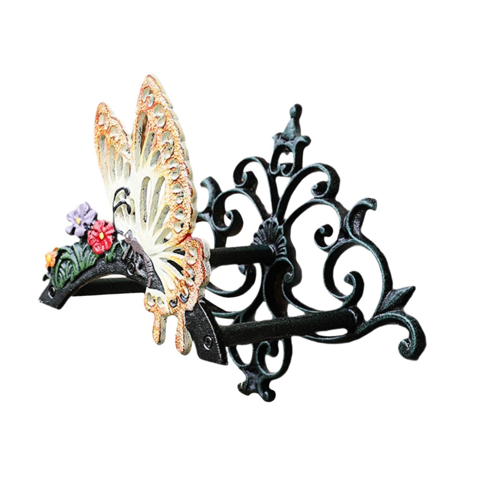 QUXVUIS Durable Wall Mounted H Holder Water Hanger Decor for Balconies Terraces Courtyards Unique Painted Pattern Adds Bit of Warmth and Vigor, Black, Butterfly