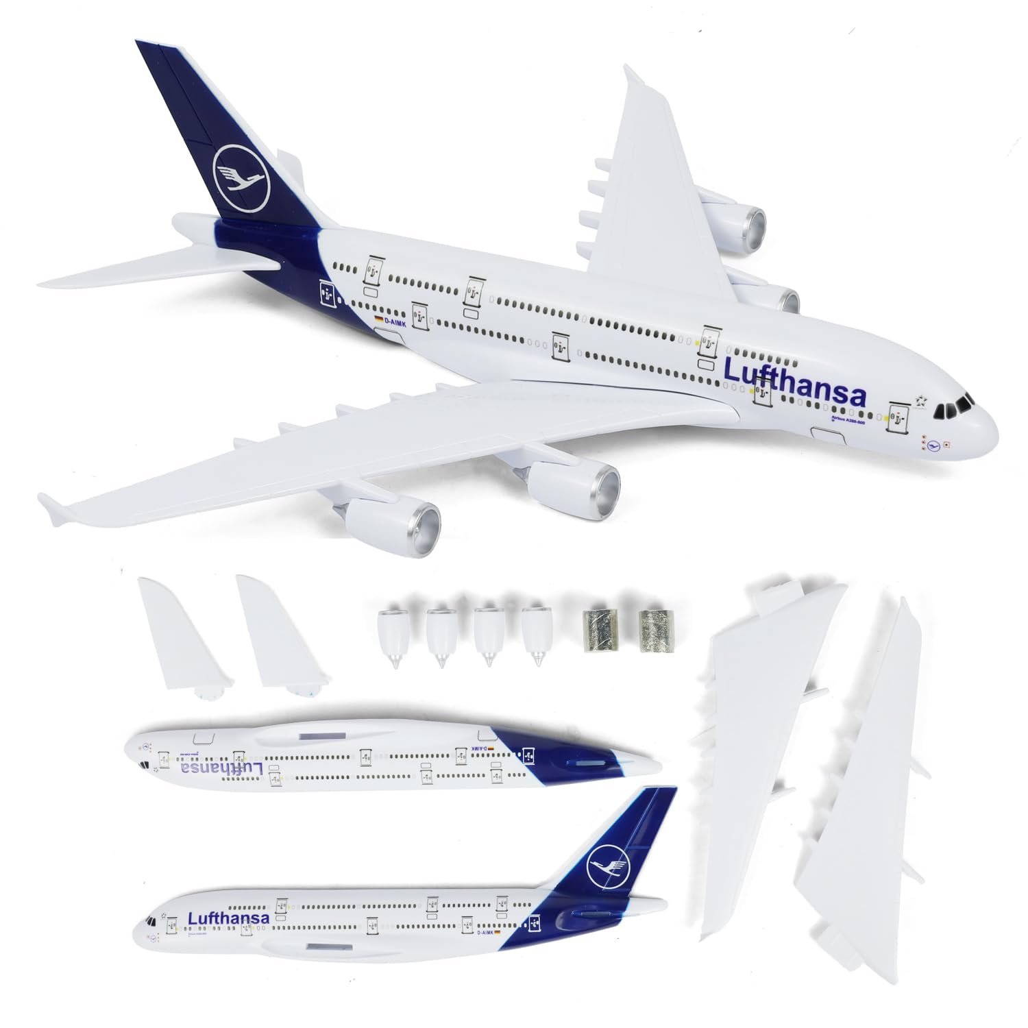 Maquette d'avion à Assembler Échelle 1/280 Compatible A380 Lufthansa Kit Plastique Assemblage Rapide avec Support
