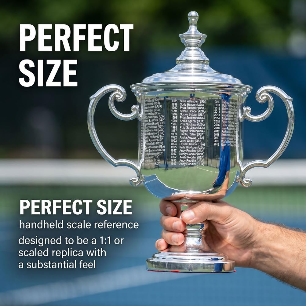 US Open Tennis-Trophäe Replik, Grand-Slam-Stil Sammlerpokal aus Harz für Tennisfans, Sportmemorabilia Geschenk, Deko für Zuhause, Büro und Club