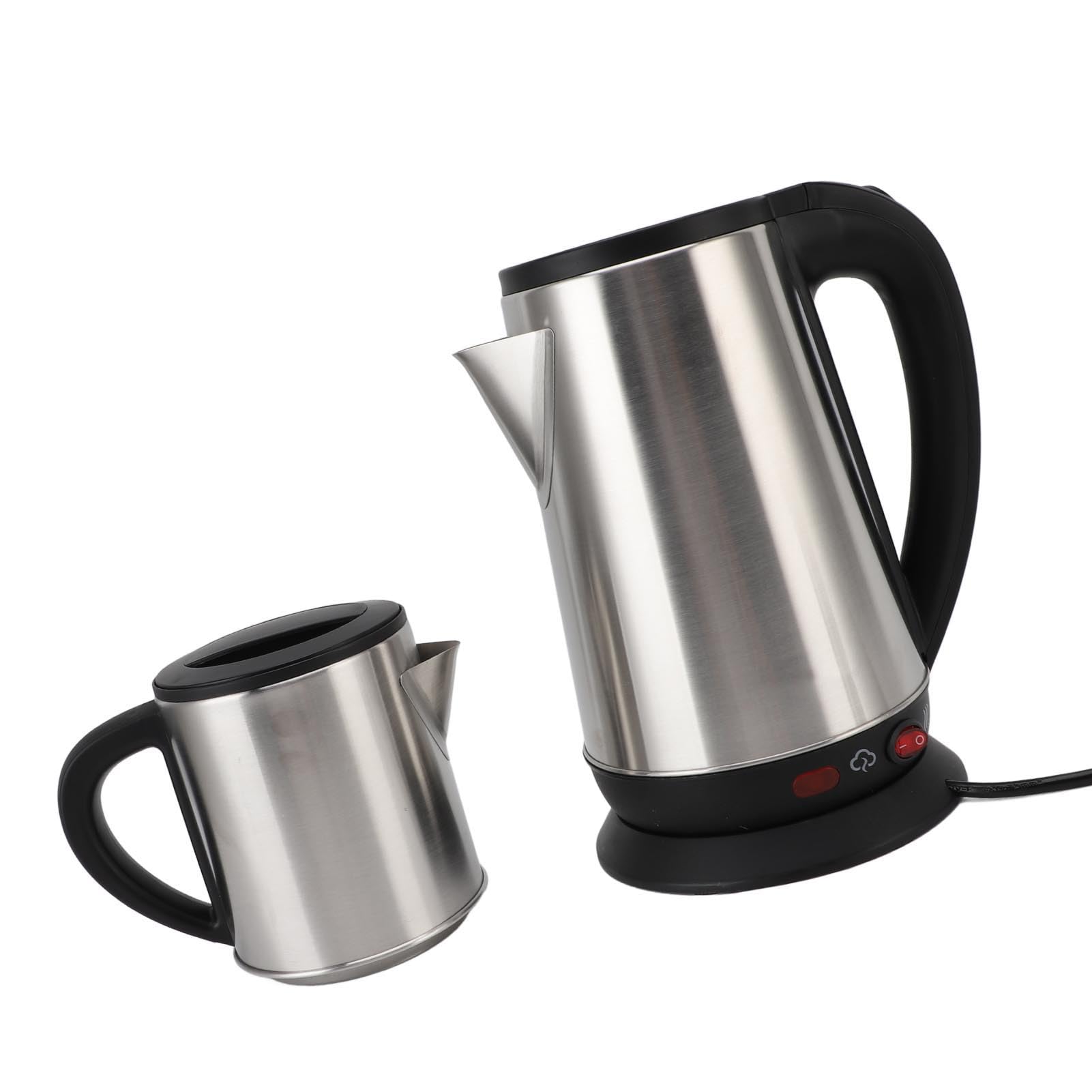 RiToEasysports Ensemble de Machines à thé Turc de 1L et 2L en Acier Inoxydable, Bouilloire électrique avec Chauffage et Infuseur dissimulé, Idéal pour la Maison (Prise UE 220V)