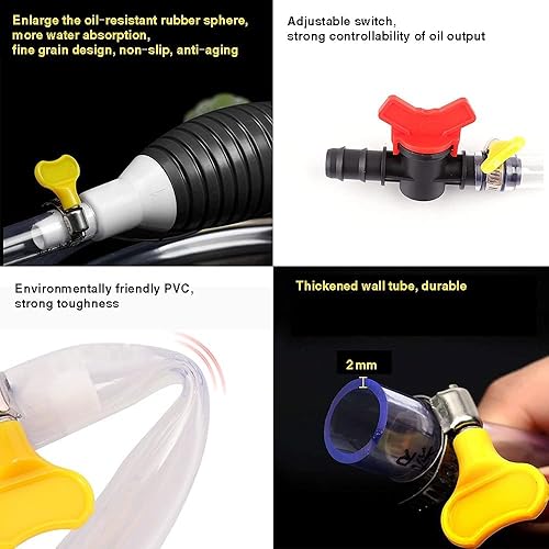 Miniatura 4 de Bomba de sifón, bomba de transferencia de combustible, bomba de agua manual con manguera de sifón de 6.6-13.1 ft4.9-13 pies, bomba de aceite, bomba
