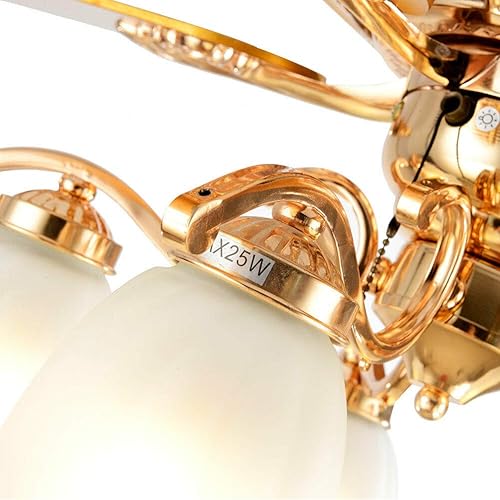 Miniatura 8 de Lámpara de araña de 52 pulgadas, ventilador de techo moderno con luz, 5 aspas reversibles de madera con control remoto, ajustable de tres