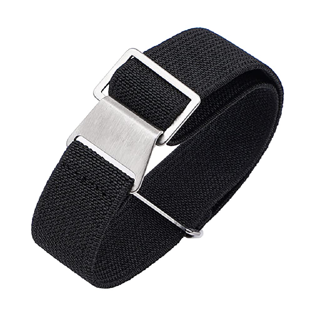 JBR French Troops Parachute Style Watch Band - Elastic Fabric Nylon Waterproof Military Replacement Watch Strap - Choice of Colors - 18mm 20mm 22mm (A-Black, 22mm) (B09B67M717) Amazon Price History, Amazon Price Tracker