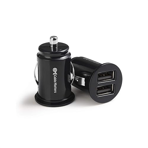 Cable Matters Paquete de 2 cargadores de coche USB dual de montaje empotrado de 4.8A 24 W, cargador USB compacto para teléfonos inteligentes y