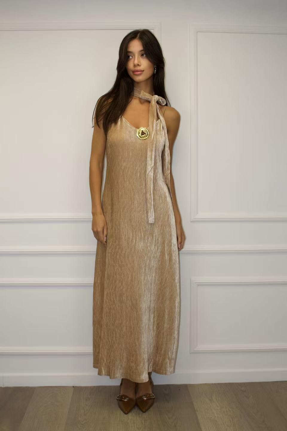 Abito da sera elegante per matrimoni, feste, da ballo, da donna, lungo, da damigella d'onore, da cocktail, con scollo a V, per feste, con spalline sottili, con cintura