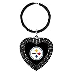 Rico Industries NFL Pittsburgh Steelers NFL Rhinestone Heart Colored Keychain, Black, 3-inches in length