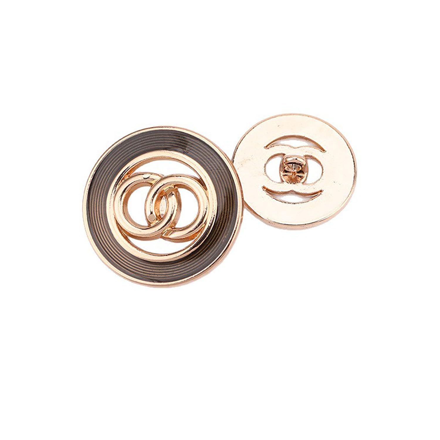 5 Pcs Double Circular Buttons Metal Hollow Buttons for Clothing Crafts Accessories