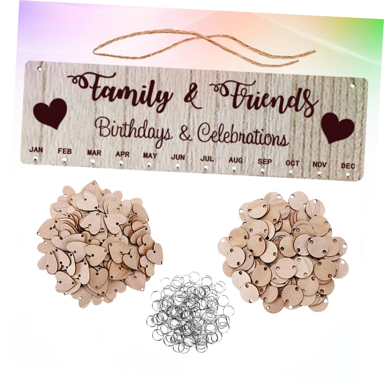 NUOBESTY 9 Set di Calendario per Famiglia E Amici Promemoria in Legno Promemoria per Compleanni Promemoria da Appendere alla Parete Promemoria per La Casa