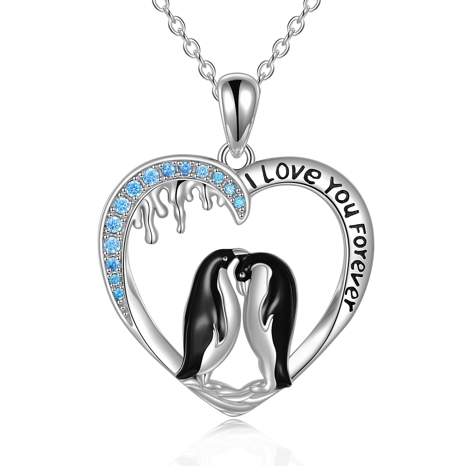LUHEPenguin/Cat/Horse/Elephant/Wolf/Hummingbird/Giraffe/Eagle Pendant Necklace Sterling Silver I Love You Forever Animal Necklace Jewelry Gifts for Women