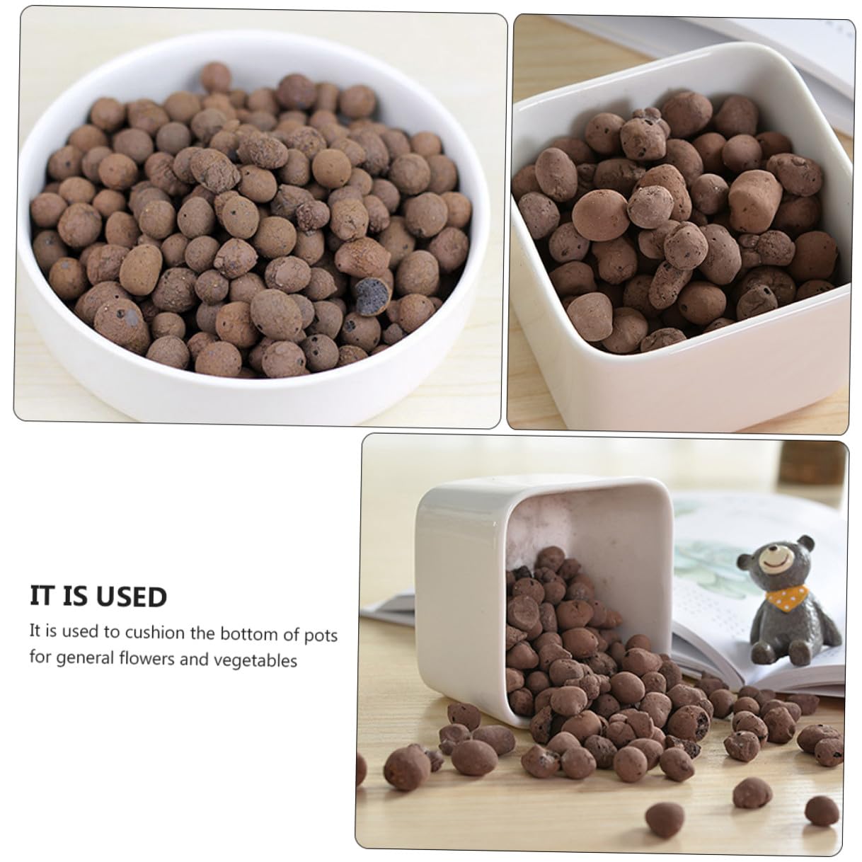 Cerámica Triturada para Jardinería 1 Kg Paquete Bolas de Ceramsita Transpirables 05-1 CM Guijarros de Arcilla para Drenaje y Retención de Agua Suelo para Macetas y Cultivo sin