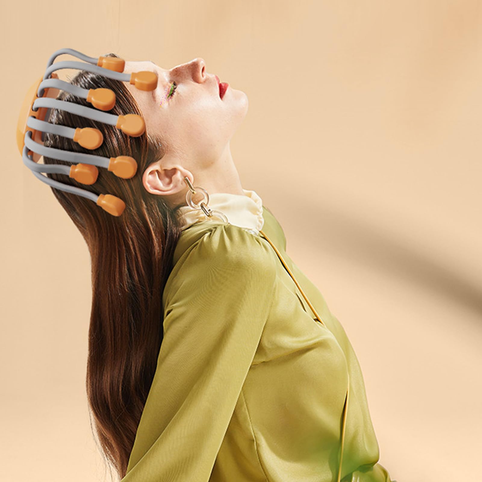 Massaggiatore per cuoio capelluto, dispositivo vibrante per la testa, musica a 360 gradi, 5 modalità di dallo stress, strumento comodo per donne, adulti, anziani, lenisce la tensione e la