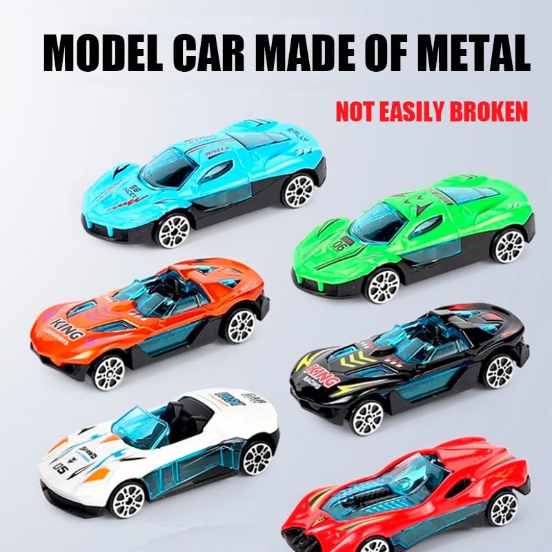 Image of Galaxy Hi-Tech Sports Car Set of 6 Mini Metal Cars Set Push N Go 6 Pcs Vehicles, Racing Cars Play Set for Toddlers,Boys Die-Cast Car Set, Cake Decorations Topper Birthday Gift