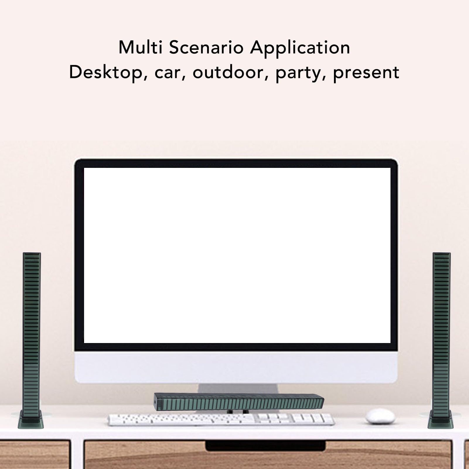 RGB Music Level Light Sound Control Rhythm Sync LED Ambient Light Bar with Base Multiple Colors and Modes