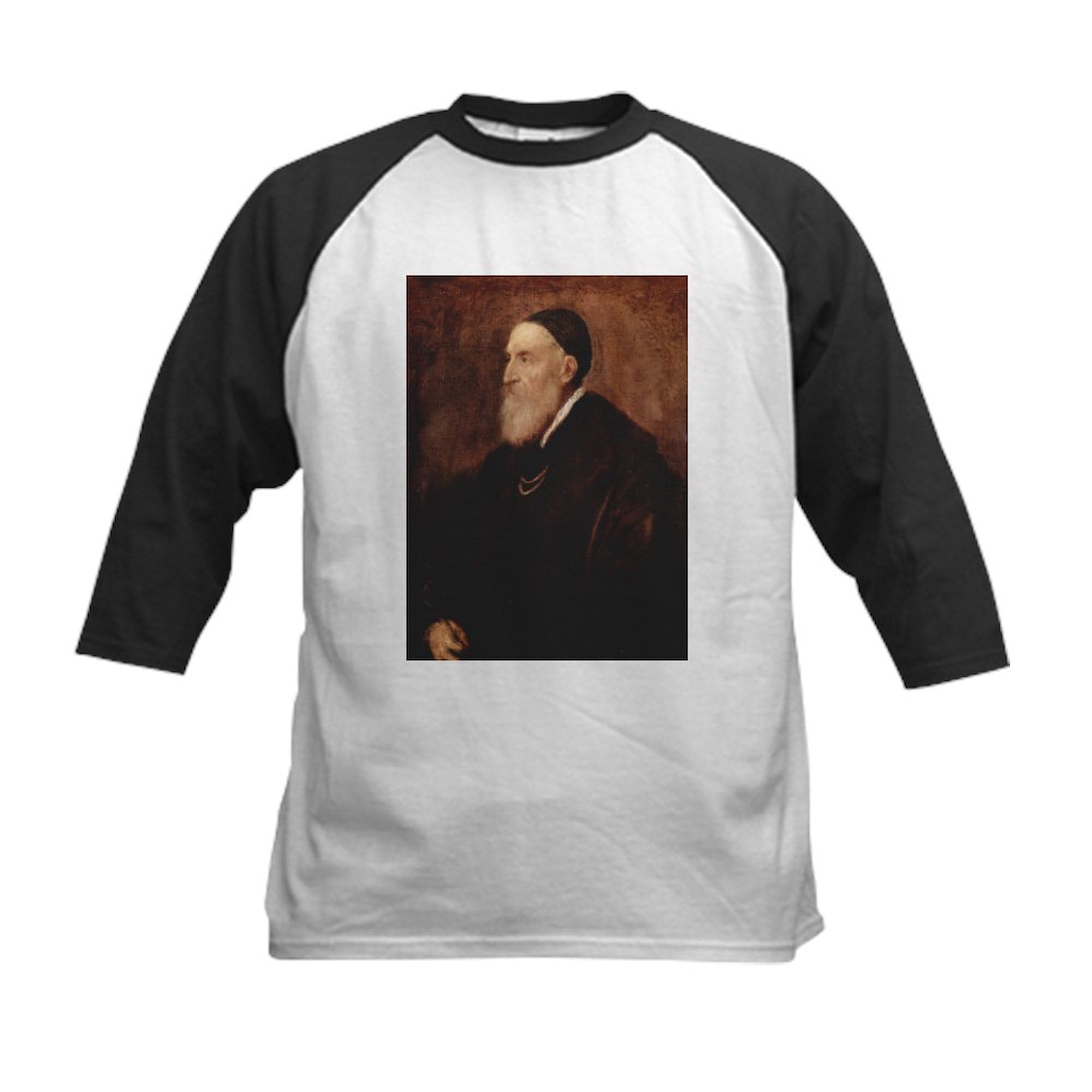 CafePress Self Portrait 1567 Kids Baseball Jersey Kids Cotton Baseball Jersey, 3/4 Raglan Sleeve Shirt Black/White