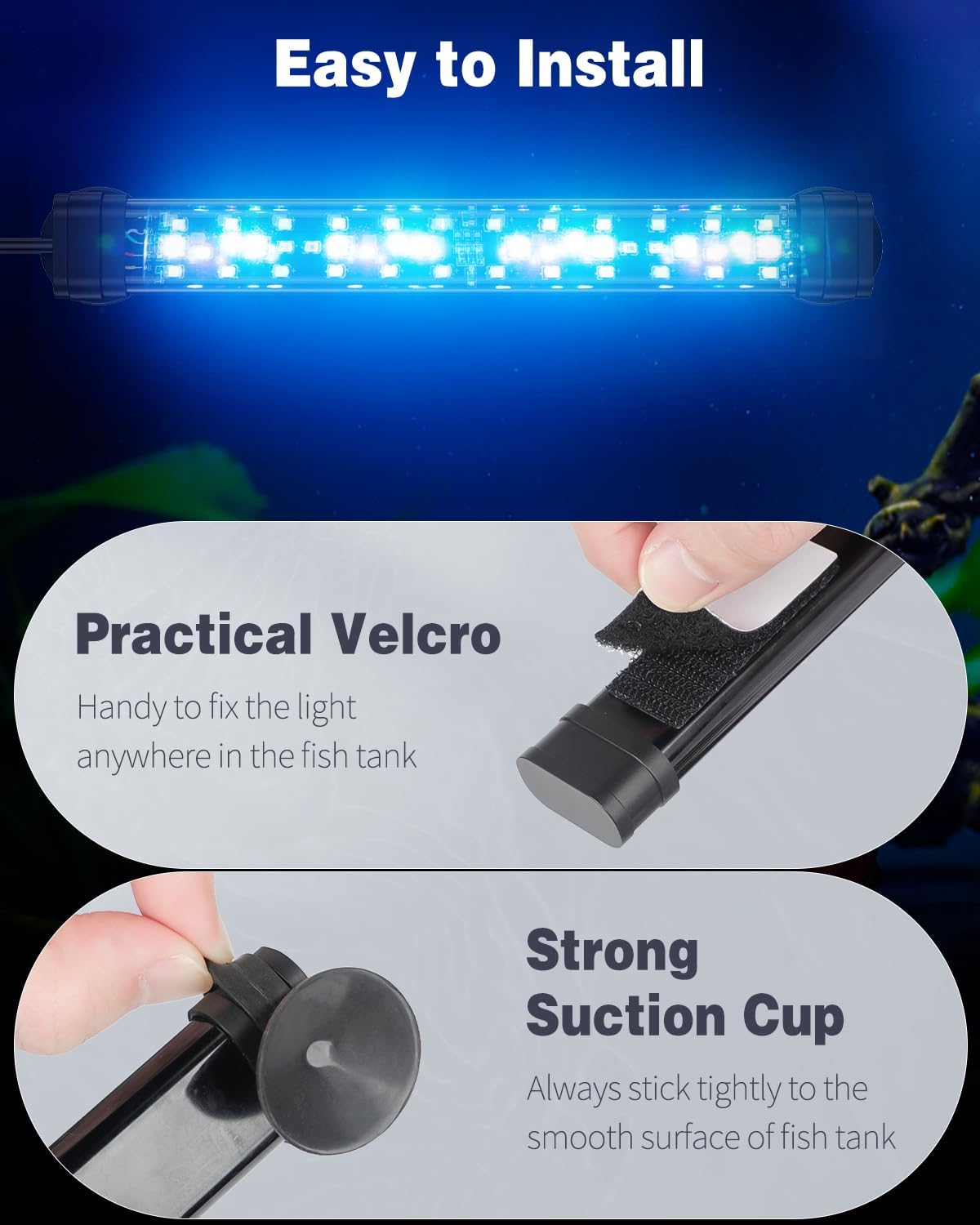 Pawfly 20 cm Luz LED Acuario 24/7 Luz para Pecera con Espectro Completo Blanco Brillante Azul Rojo Verde Luces LED Multicolores con Modo D/N Efectos de Color Único Temporizador y Brillo Ajustable — view 5