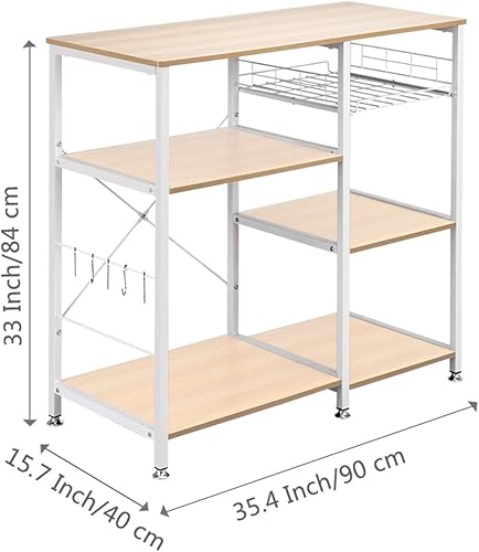 Miniatura 7 de wenyuyu Estante de cocina para panadería, soporte para horno microondas de 3 niveles con marco de acero, estante de estación de trabajo, barra de