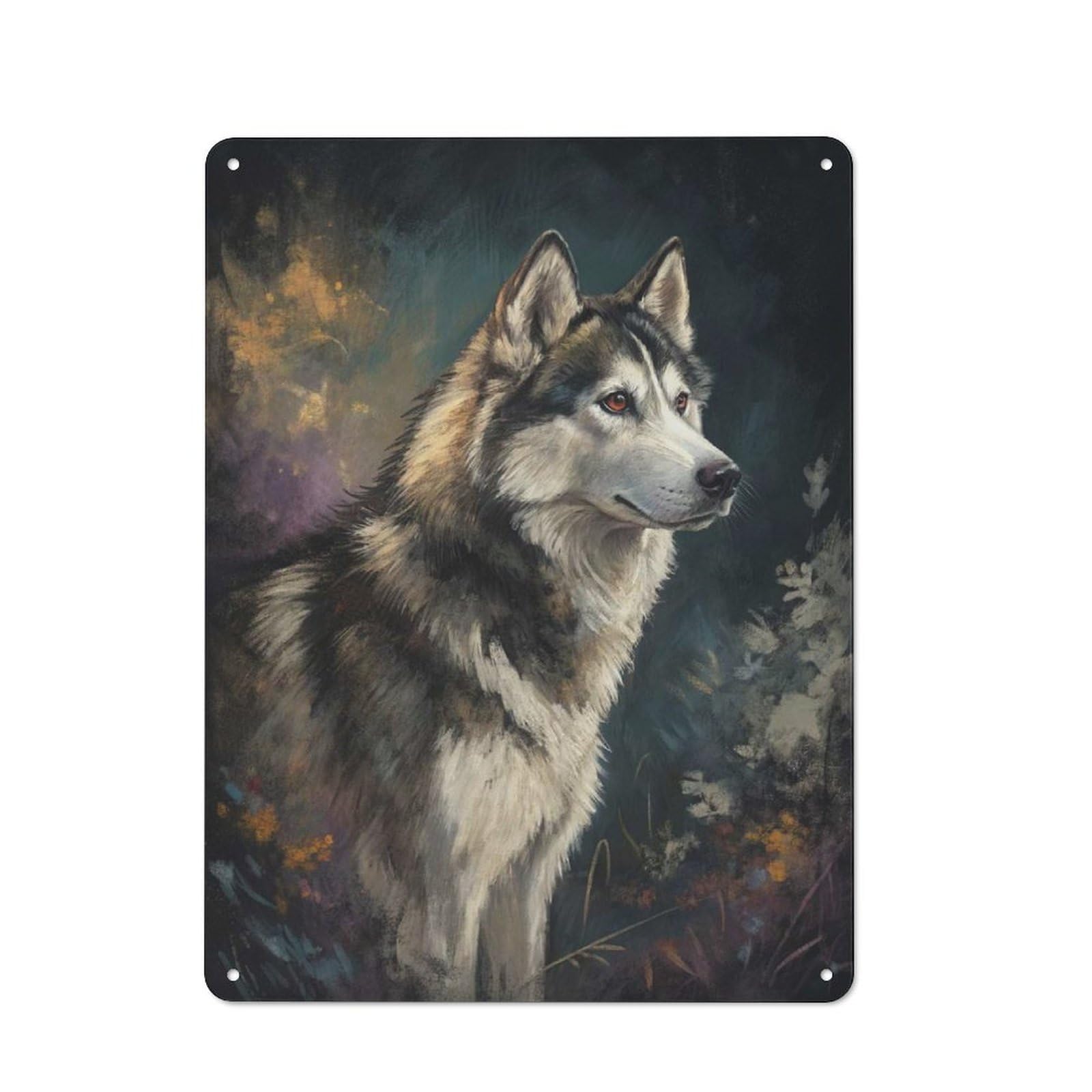 Shed Style Majestic Husky Portrait Tin Sign 40x30cm, Utility Space Decor for Greenhouse, Garden Room, Cafe Or Entryway