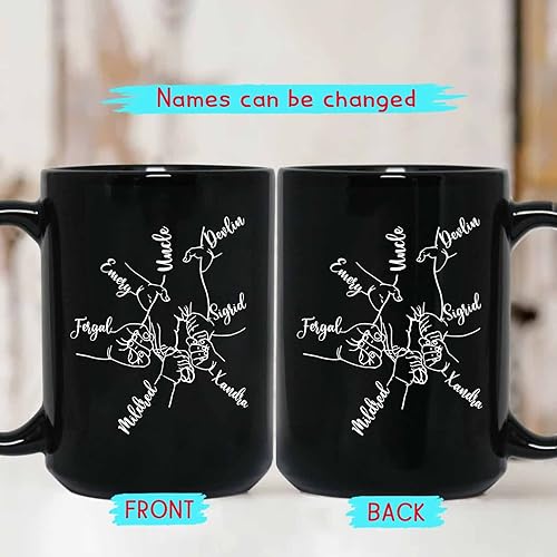 Miniatura 2 de Taza de café negra con nombres personalizados de 11 onzas y 15 onzas, taza de té con nombres personalizados, taza de té, regalo para el día del