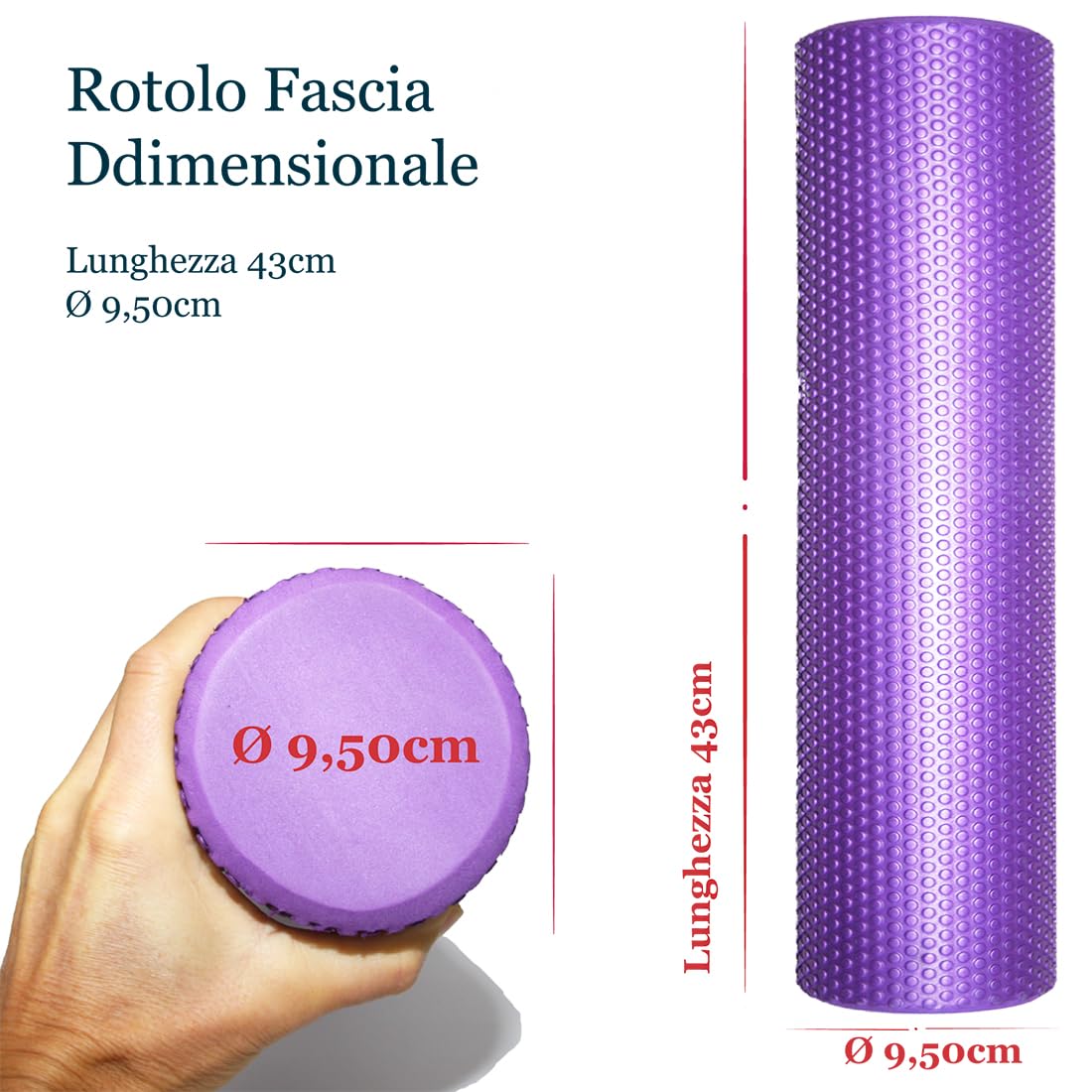 Foam Roller Trigger Point EVA Ø9,5x40cm; Rullo Massaggio Muscolare Pilates; Tubo Scrocchia Schiena Crack Attrezzi; Rollo di Schiuma Massaggiatore Stretching