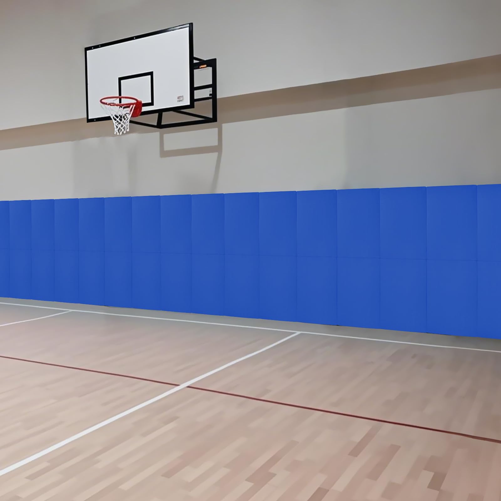 60/72 x20/24 Inch Premium Gym Wall Padding with 6 Pair Hook&Loop,Heavy Duty High Density Anti-Impact Wall Pad 2” Thick Foam Wall Mats for Safety and Comfort for Athletes