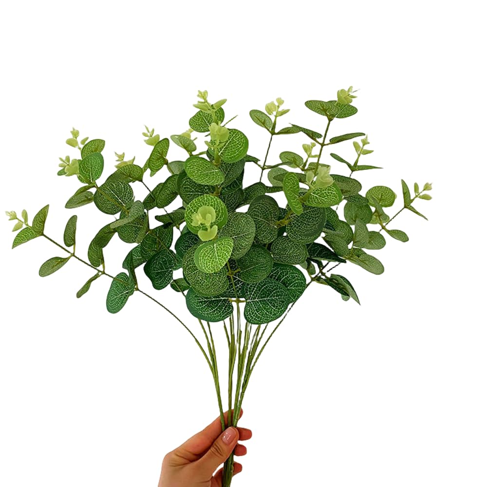 TONGMAN 4PCS Natural Eucalyptus Stems - Realistic Eucalyptus Plant, Vase Filler, Shower Home Decor - Fresh Greenery, Perfect for Shower Hanging (Green)