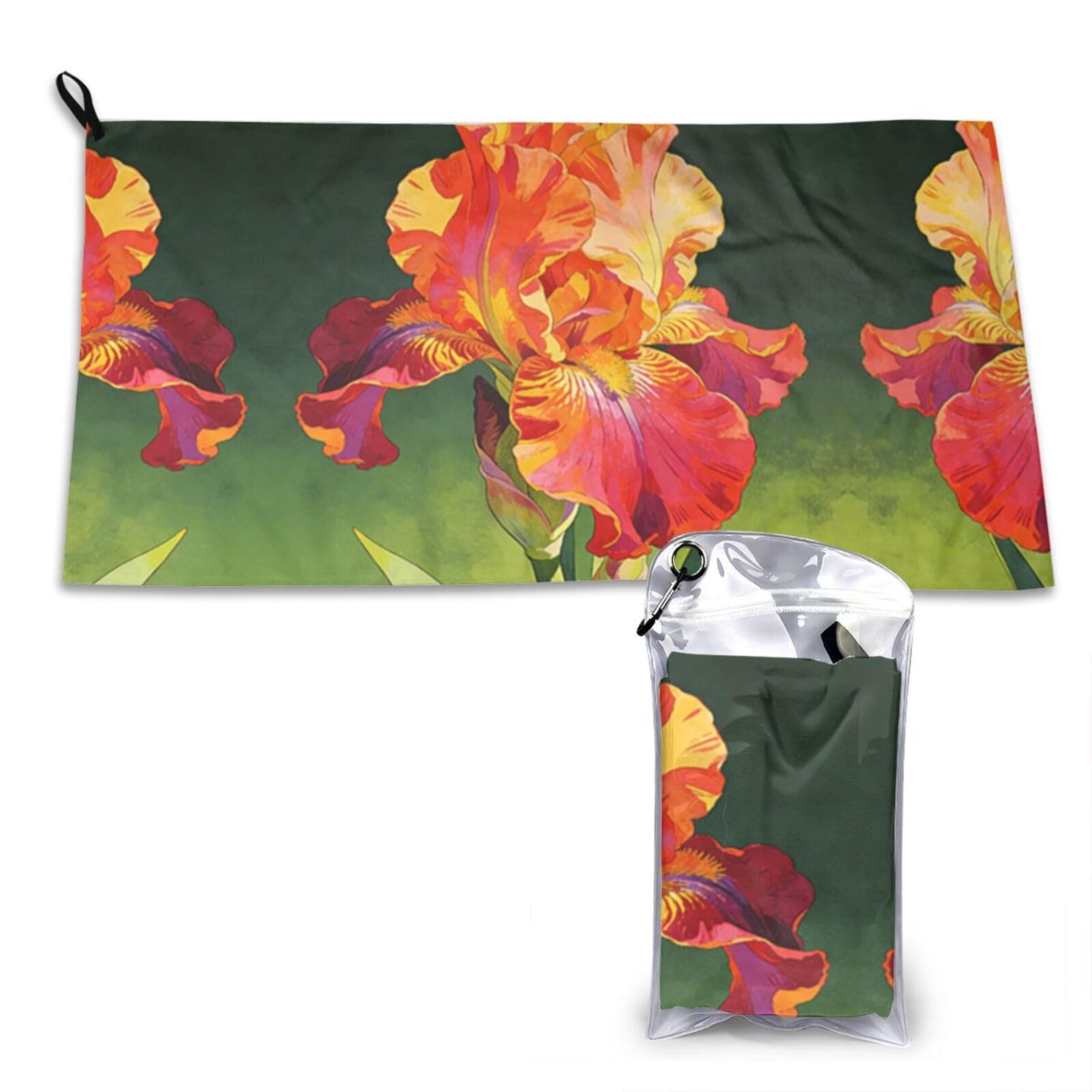 DUYKIMQW Blazing Orange Iris Print Quick Dry Towel 16x31.5in White