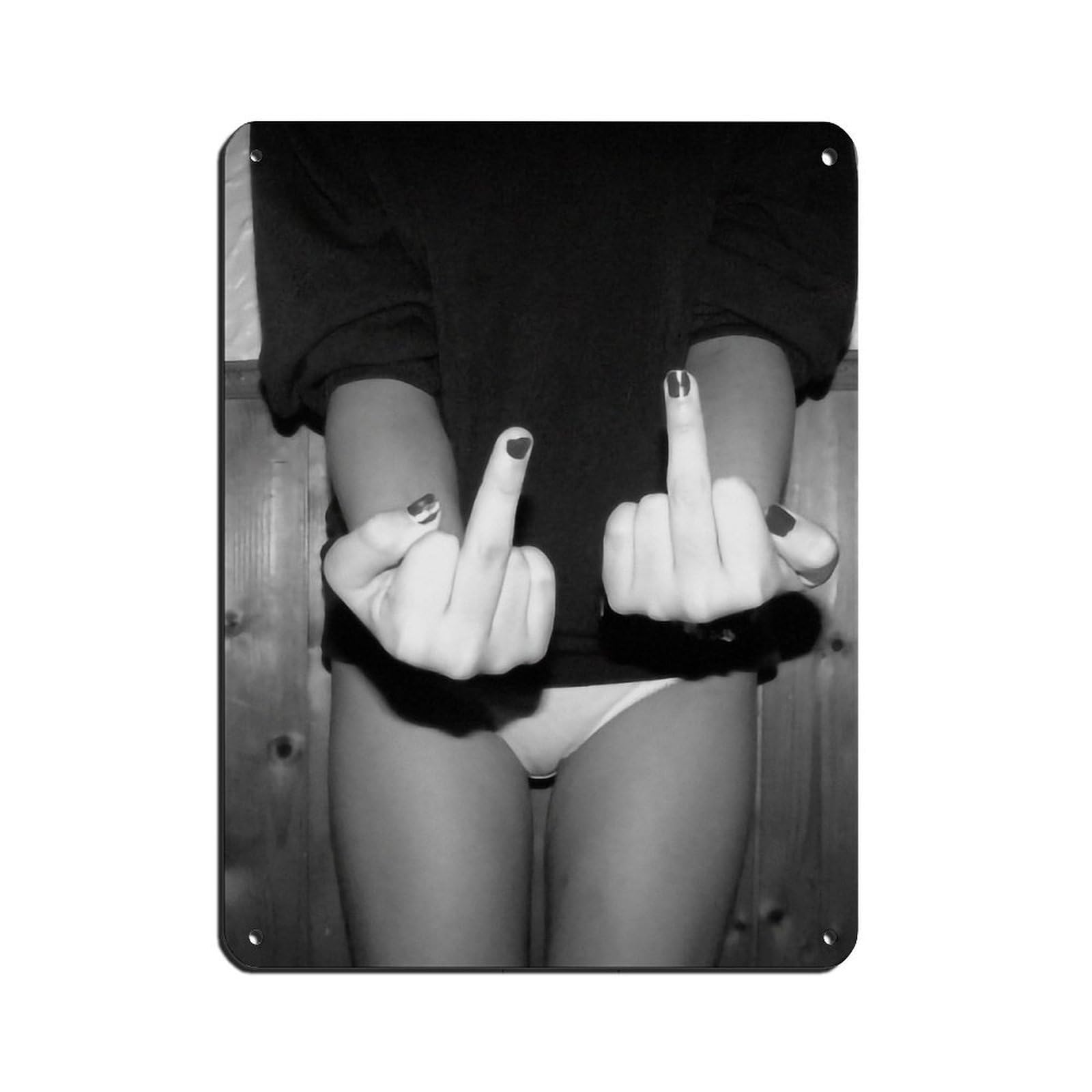 Middle Finger, Vintage Feminist Poster Tin Sign Vintage Metal Pub Club Cafe Bar Home Wall Art Decoration Poster Retro 12x16inch(30x40cm)