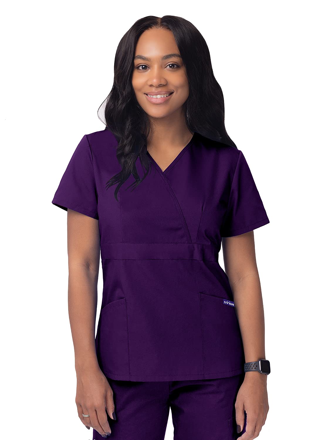 Universal Women’s Double Stitched Large pocket Mock Wrap Scrub Top