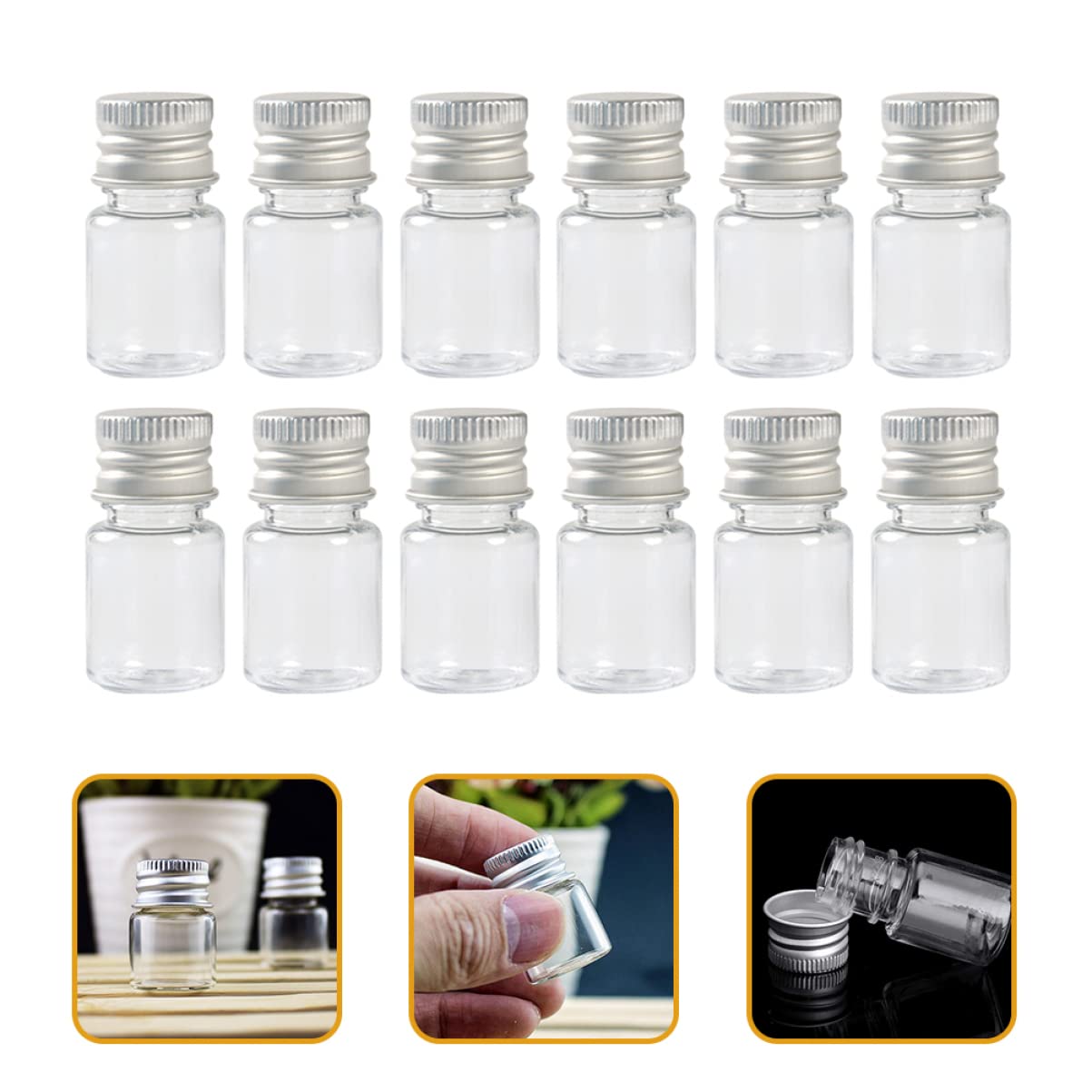 BESTYASH Professional 5ml Glass Reagent Bottles Leakproof Liquid Seal Bottles for Lab Use Mini Sample Containers