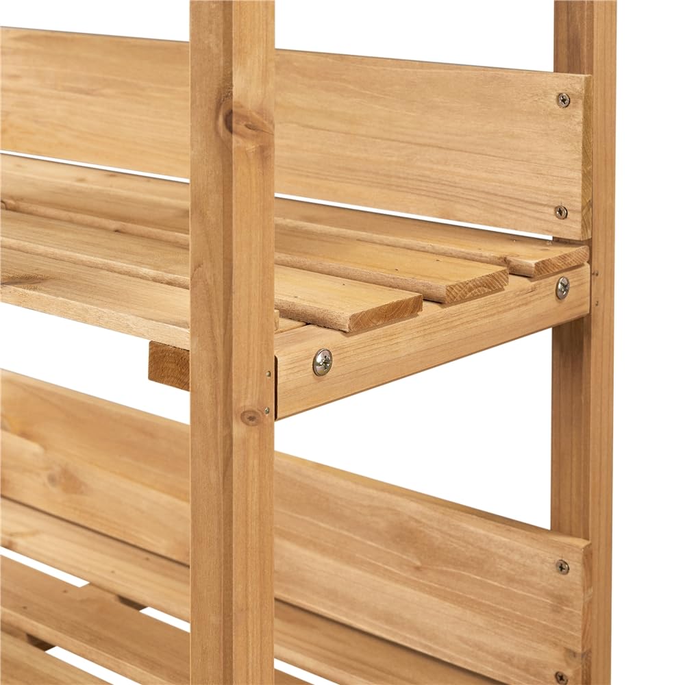 Yaheetech Mesa Jardinería 3 Niveles de Madera para Plantación 90cm de Altura con Superficie de Trabajo de Metal Impermeabilidad y Durabilidad Madera