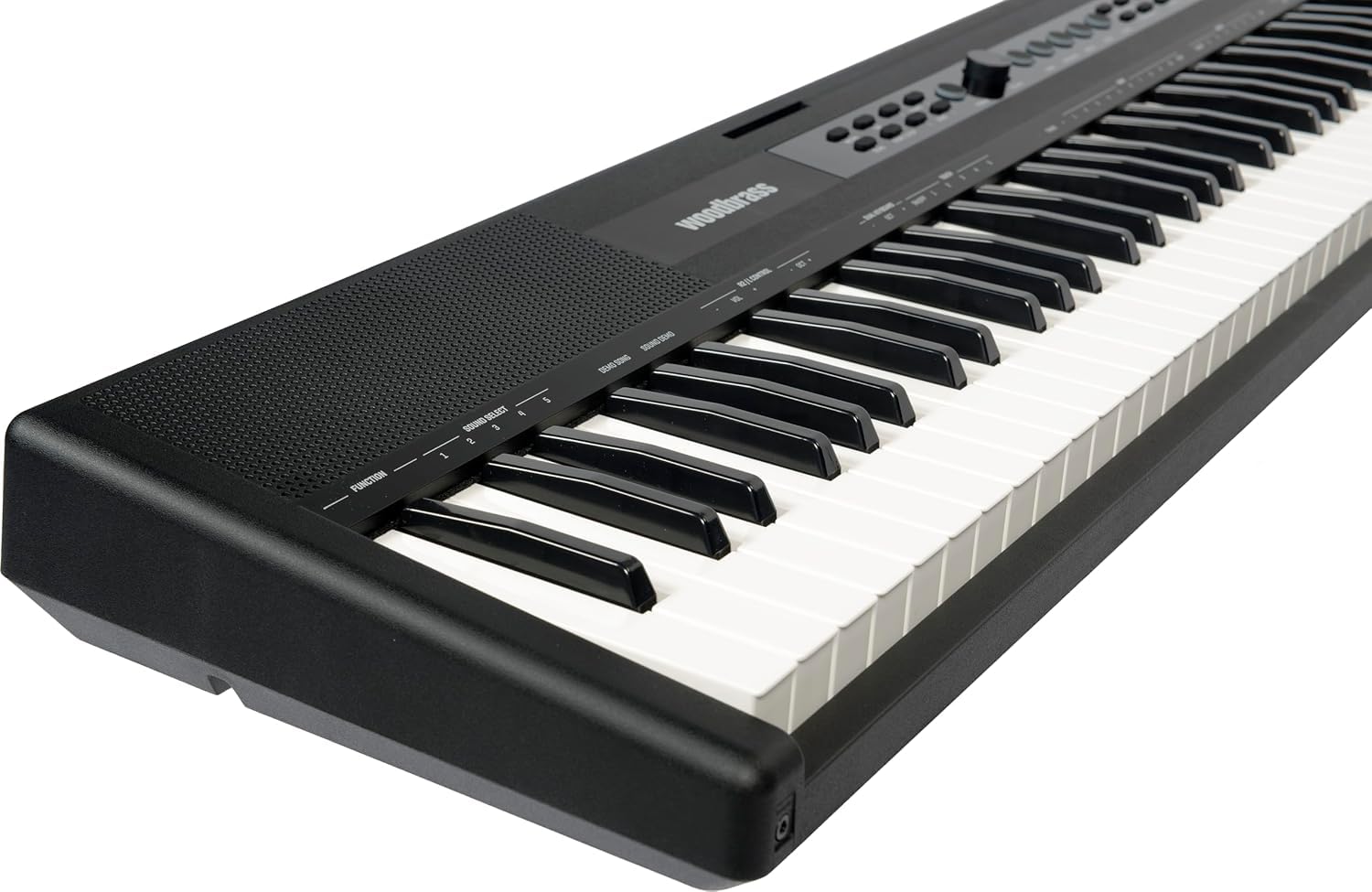 Woodbrass XPL1 - Pianoforte digitale portatile amplificato, 88 note, leggero, compatto e versatile, 25 suoni di qualità e amplificazione stereo, tastiera per imparare, perfezionare o giocare sul palco