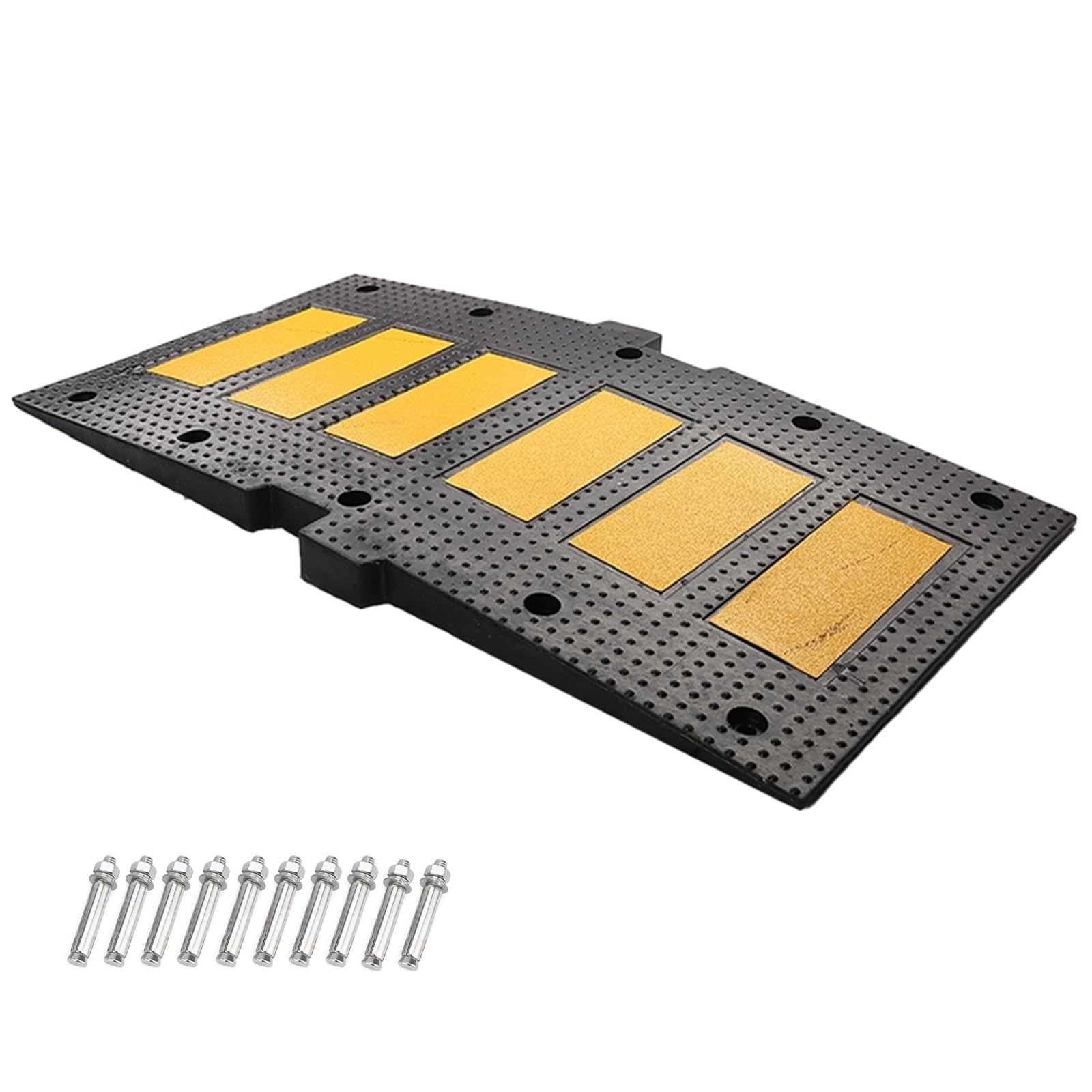 Reductores de Velocidad de Caucho, Reductor de Caucho Modulares con 10 Tornillos de Expansión, Capacidad de 100 Toneladas, 50x90x5cm, para Asfalto, Hormigón y Grava