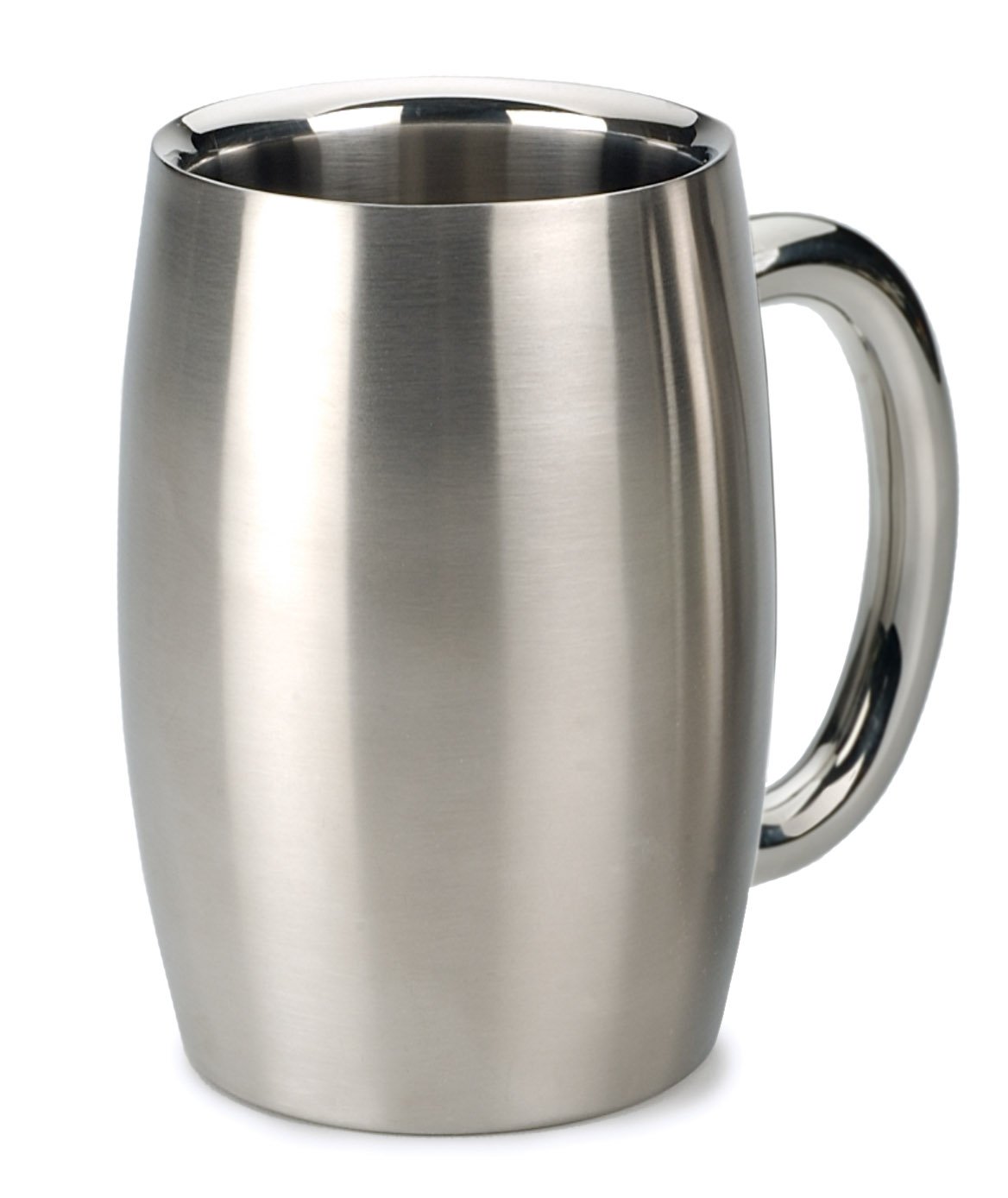 RSVP International Brushed Stainless Steel Barware Collection, Double Wall Beer Mug