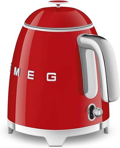 Miniatura 3 de SMEG Mini hervidor eléctrico de 3 tazas estilo retro de los años 50 con base antideslizante de doble pared e indicador de nivel de agua (rojo)