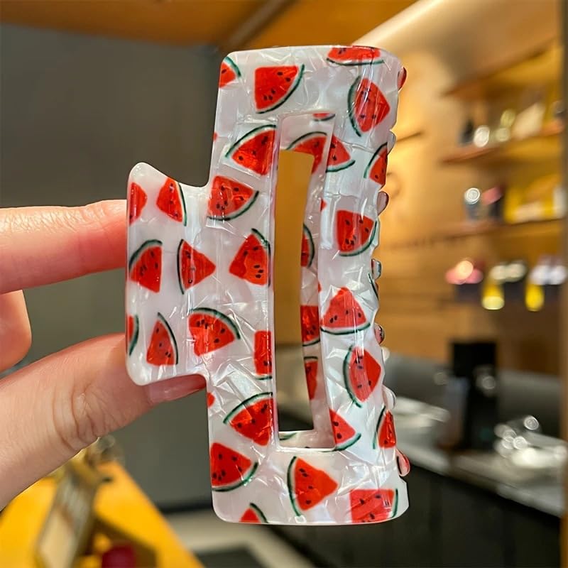 Summer Hair Clips for Women Red Watermelon Clips for Hair Cute With Rhinestone Designs Watermelons Hair Claws Summer Fruit Clamp Clips for Women Large Hair Claw Clip Hair Clip for Thin Hair - Image 4