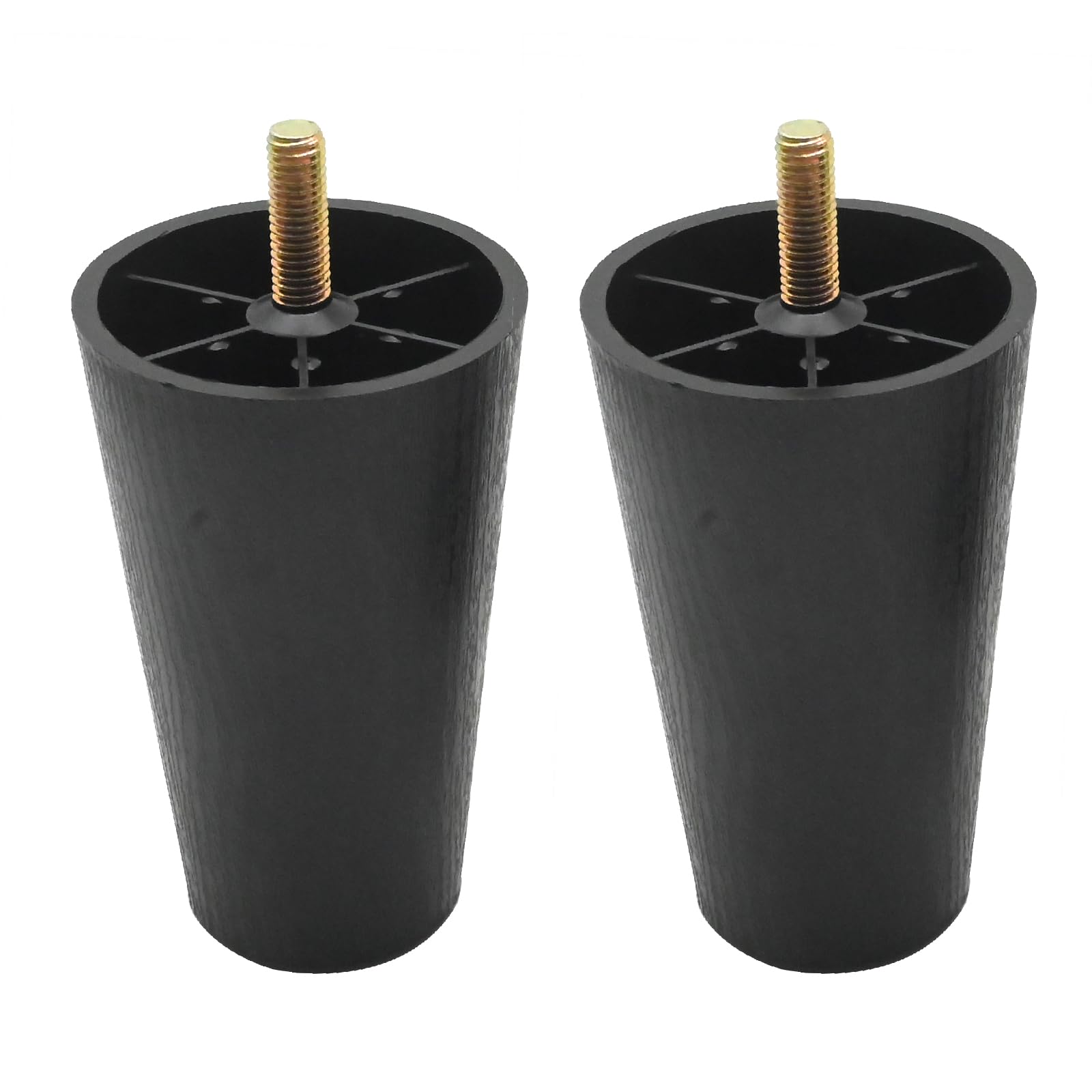 MDEOOSKY 4Pcs 4.6 inch Round Plastic Furniture Legs, Tapered Couch Legs with M8 Hanger Bolts, Black Couch Legs for Chair Sofa Dresser Cabinet