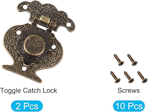 Miniatura 5 de METALLIXITY Cerradura de cierre de palanca (1.850 in x 1.496 in), 2 unidades, cierres de cerrojo de aleación de zinc – para gabinetes, cajas,