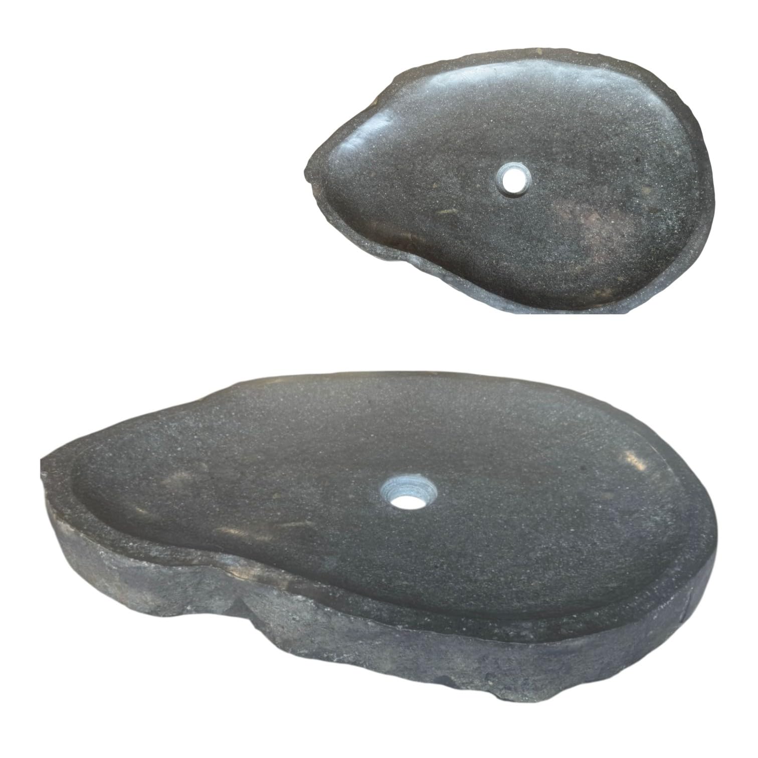 Lavandino in pietra di fiume ovale, 50-60 x 35-40 cm grigio