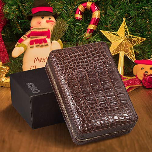 Volenx Portable Travel Leather Cigar Case, Cigar Humidor with Cigar Cutter and Humidifier for 4 Cigars - Thumbnail 3